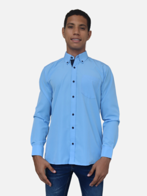 Camisa celeste con vivos turqui