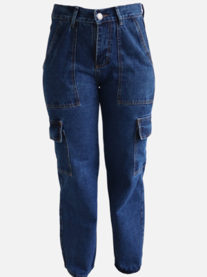 Jeans Tipo Cargo Multibolsillos